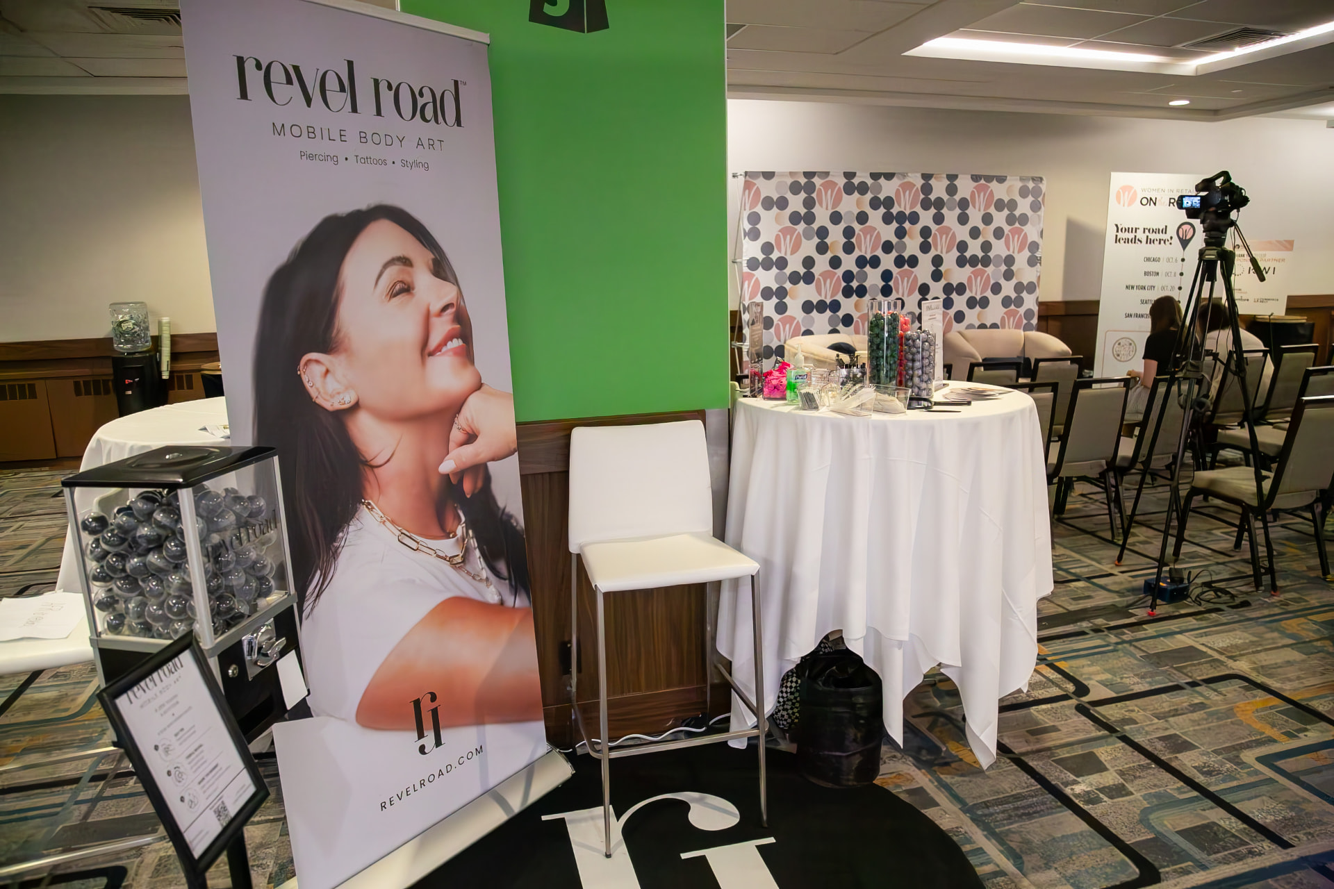 The Revel Road activation set up beside the Women in Retail Leadership lounge at CommerceNext